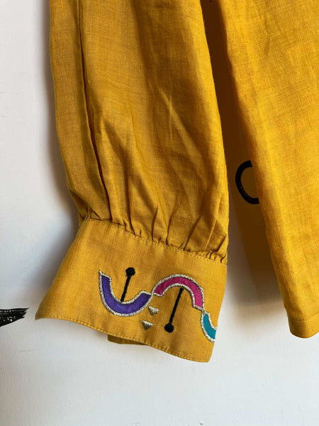 Vintage 80s 90s - Artisan Abstract Geometric Blouse by Gary Fabrikant - Size 8