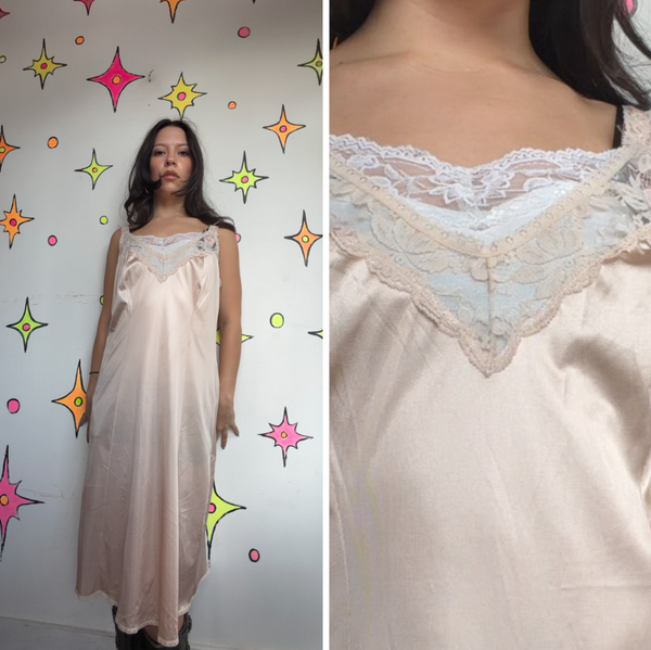 Blush Pink Lace Slip Dress | Balletcore Coquette Romantic Boudoir Lingerie M/L