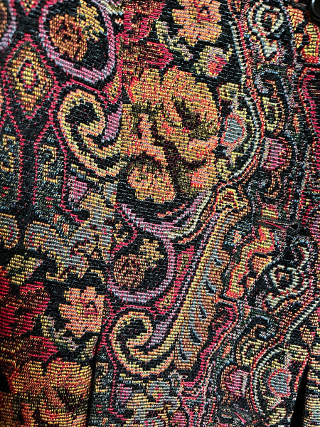 Vintage 90s Y2K Brocade Paisley Tapestry Coat Steampunk Fairy Grunge Size M