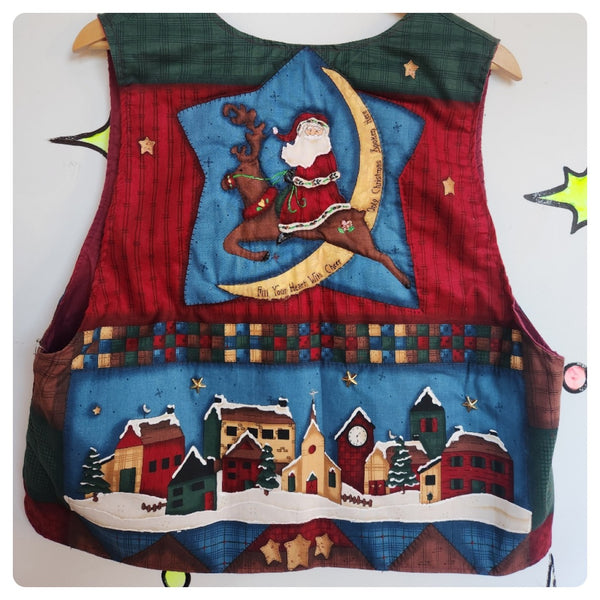 Vintage 90s | Quilted X Mas Tacky Ugly Embellished Christmas Sweater | M