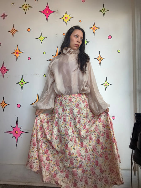 Romantic Victorian Blouse Sheer Ruffle Bow Neck Piratecore Ren Faire Clowncore L