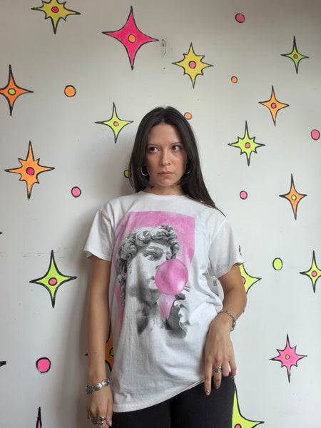David Pop Art Graphic T-Shirt | Modern Art Museum Aesthetic Streetwear Tee M