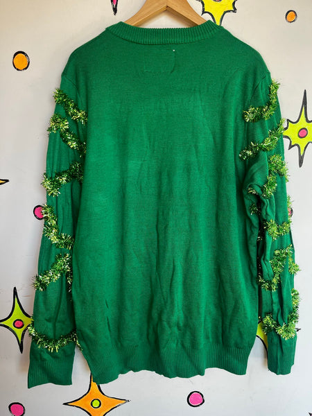 Tipsy Elves Christmas Sweater Ugly Tacky Holiday Ornament Tinsel XXL