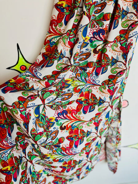 Retro 90s does 70s Rainbow Psychedelic Groovy Floral Maxi Dress S/M