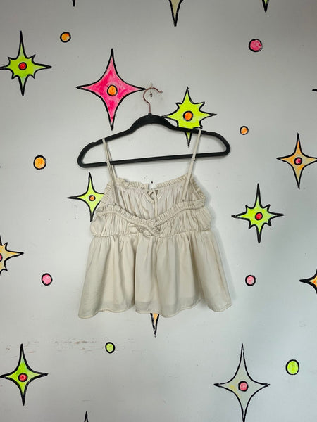 Off White Pirate Core Babydoll Cami Top Soft Grunge Romantic Layering Tank S