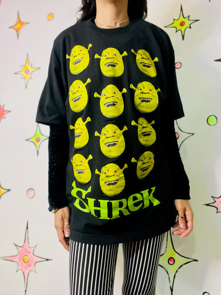 Y2K Shrek Official DreamWorks Black Graphic T-Shirt | Memecore Grunge Tee | XL