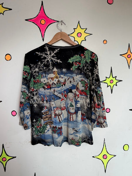 Y2K Embellished Tacky Ugly Christmas Sweater X Mas Party Graphic T Shirt | L