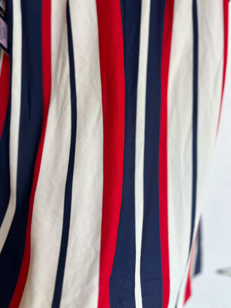 60s 2 piece Swimsuit Set Red White and Navy Nautical - Gidget - Playsuit - Small