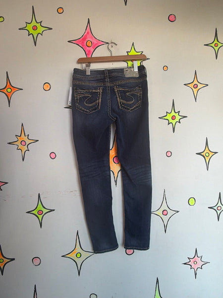 Y2K Embroidered Embellished Skinny Jeans Dark Wash Low-to-Mid Rise Size 4/6