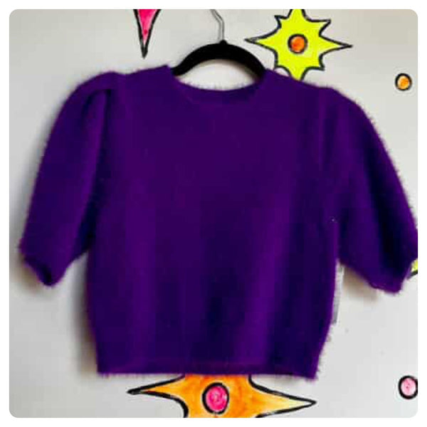Vintage Purple Fuzzy Crop Top - 90s Grunge Emo Whimsy Goth - Soft & Edgy - Small