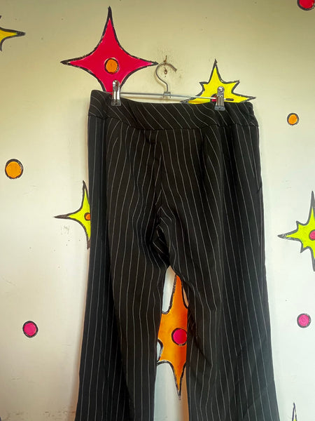 90s Y2K Pinstripe Flare Pants Low Rise Trousers Indie Sleaze Goth Grunge XS