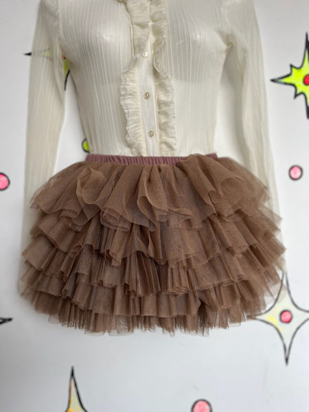 Y2K Fluffy Tulle Petticoat Tutu Skirt Balletcore Fairy Grunge Animal Cosplay XS