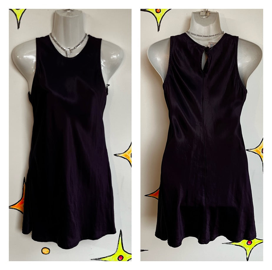 Vintage 90s | All That Jazz Purple Satin Mini Slip Dress Cocktail Prom | Small
