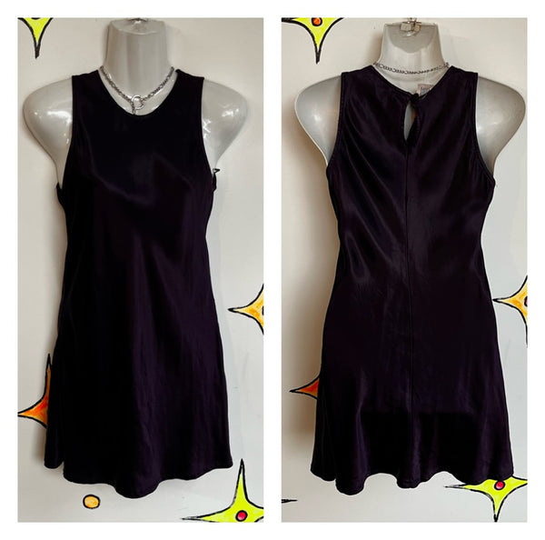 Vintage 90s | All That Jazz Purple Satin Mini Slip Dress Cocktail Prom | Small