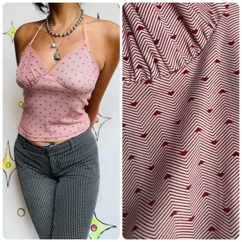 Keita Maruyama Tokyo Red Ditsy Heart Print Cami Halter Top Fairy Grunge - S / M