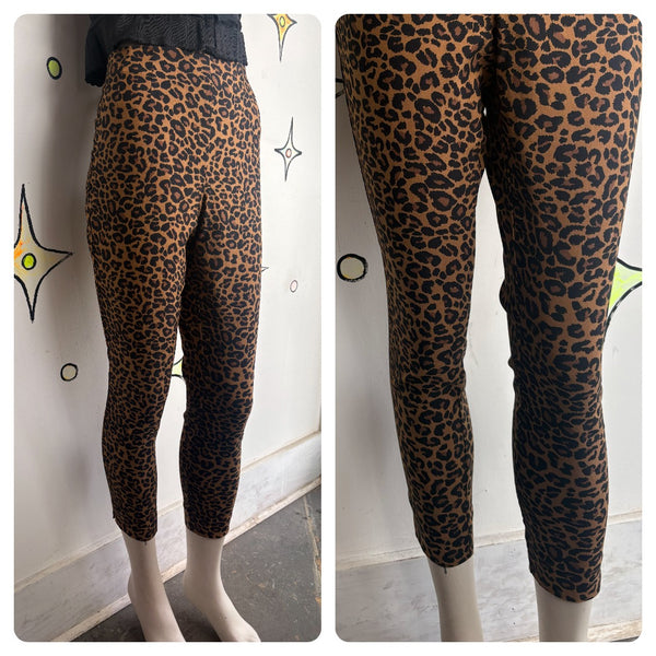 Vintage 90s does 50s Retro Leopard Capri Pants Rockabilly Pin-Up Glam Stretch 12