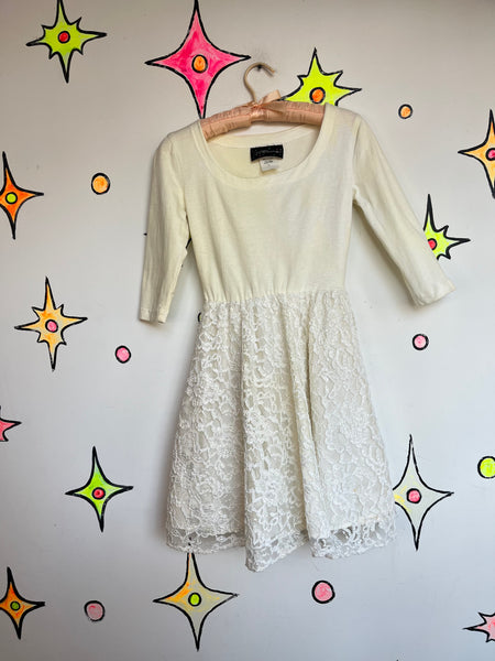 Vintage 80s White Lace Poofy Party Dress | Coquette Tulle Mini Dress Size Small