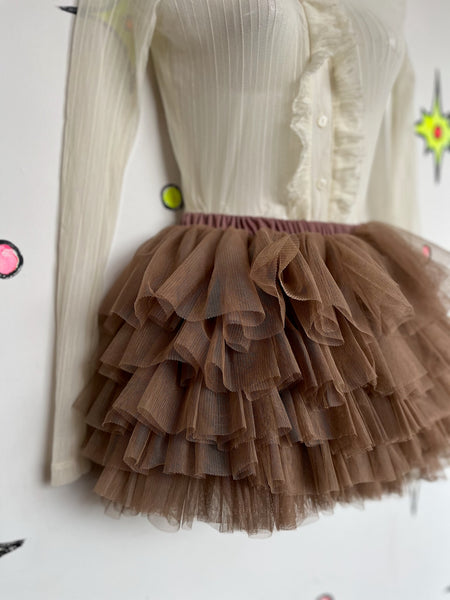Y2K Fluffy Tulle Petticoat Tutu Skirt Balletcore Fairy Grunge Animal Cosplay XS