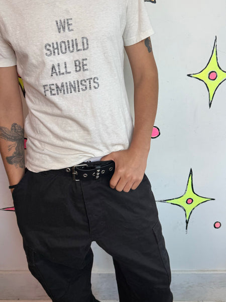 Y2K Black Cargo Pants Grunge Skater Utility Trousers Low Rise Indie Sleaze Baggy L