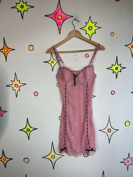 Pink Lace Slip Dress Y2K Coquette | Rampage Stretchy Fairy Lingerie Slip M