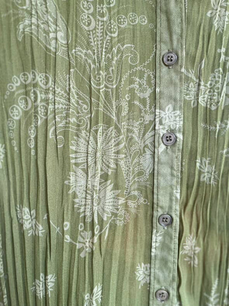 Vintage 90s Y2K Sheer Green Long Sleeve Fairy Grunge Whimsy Boho Blouse - M