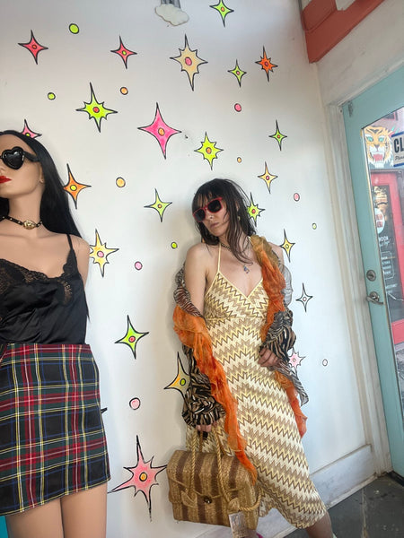 Y2K Orange Swirl Animal Print Cabbage Scarf Glitch Glam Whimsy Grunge Fairycore