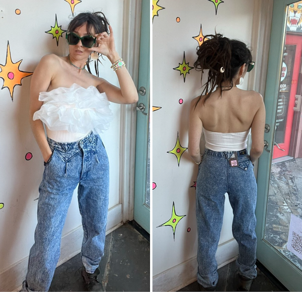 Rocky Mountain Acid Wash Jeans | 80s Western Cowboy Rodeo High Rise Denim S