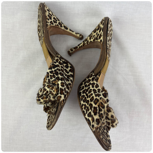 50s Leopard Springolators Frederick's of Hollywood - Pinup Bombshell Mules - 6.5