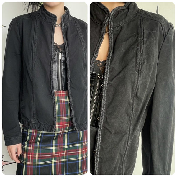 Vintage Y2K DKNY Military Jacket Black Utility Fairy Grunge Goth Streetwear L