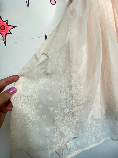 1950s Pastel Pink Fit & Flare Twirl Dress Retro Babydoll Distressed Kawaii S/M