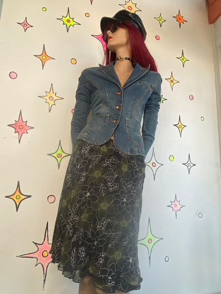 Y2K Fitted Denim Blazer Jacket Glo Brand 2000s Bratz Streetwear Casual S