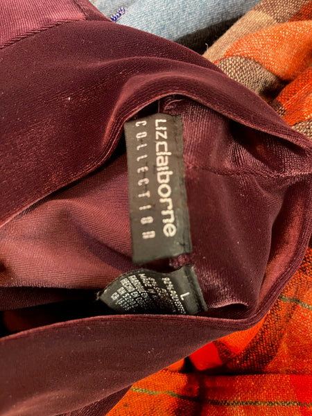 Vintage 90s | Stretchy Plum Velvet Mall Goth Fairy Grunge Crop Top | Size Large
