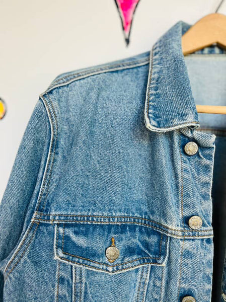 Vintage 90s Light Wash Blue Denim Jacket – Grunge Boho Soft Worn-In Style – M
