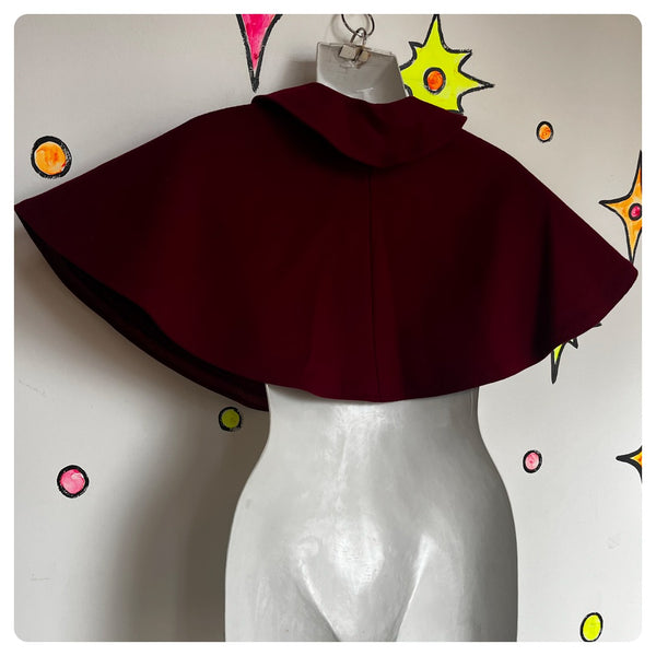 Vintage 1940s | Red Mini Caplet Cape Shrug