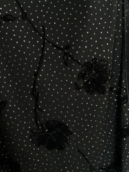 90s Y2K Black Glitter Strapless Fairy Goth Dress - Asymetric Hem Slip - Small