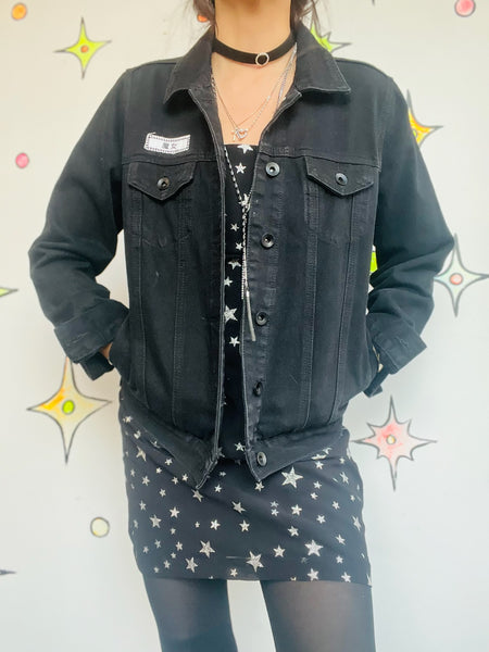 Kiki's Delivery Service Black Denim Jacket Studio Ghibli Witchy Goth Y2K Anime M