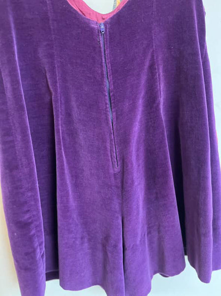 Vintage 1960s | Purple Velvet Groovy GoGo Mod Romper Mini Playsuit | Size S