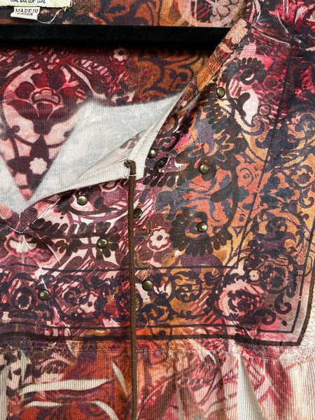 Vintage Y2K Affliction-Style Boho Grunge Fairy Indie Sleaze Tattoo Print Top | L