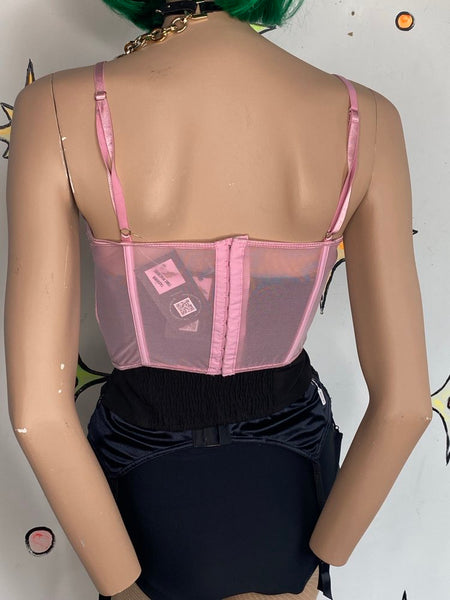 Y2K Pink Lace Corset Bustier Fairy Romantic Coquette Top Rococo Kawaii XL