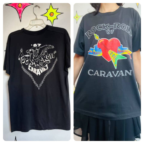 Vintage Tom Petty & The Heartbreakers Rock N Roll Caravan 1987 Tour T-Shirt - M