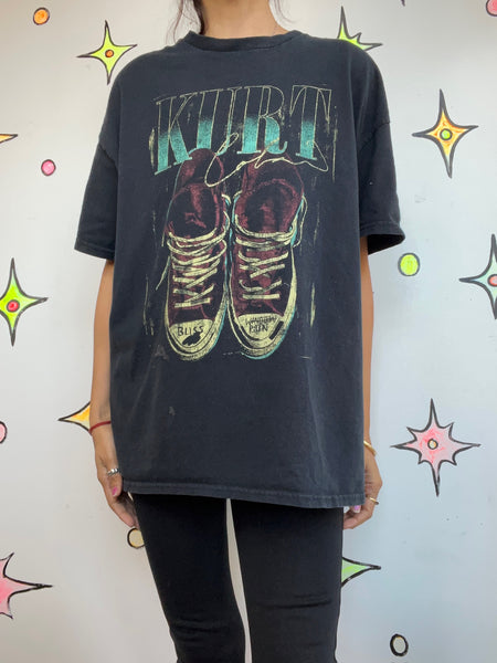 Vintage 90s Nirvana Kurt Cobain Grunge Band Tee | Y2K Black Concert T Shirt | XL