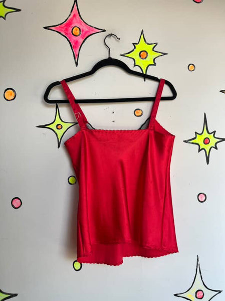 Vintage 90s Vampire Red Black Lace Cami Embellished Lingerie Fairy Goth Grunge M