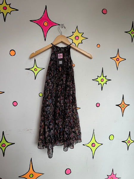 Y2K Metallic Sheer Black Floral Whimsigoth Grunge Babydoll Top or Mini Dress M