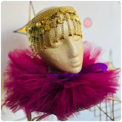 Circus Neck Ruff – Clowncore Cosplay Elizabethan Rococo Tulle Collar – Free Size