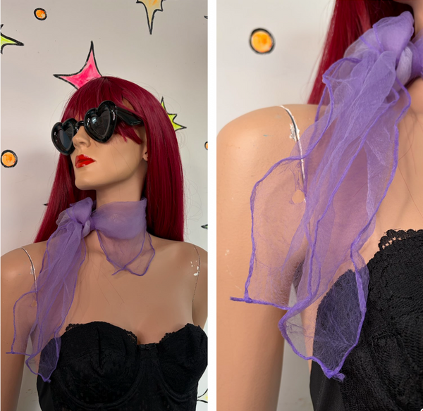 Vintage 50s 60s Purple Ombre Chiffon Neck Scarf Retro Kawaii Old Hollywood