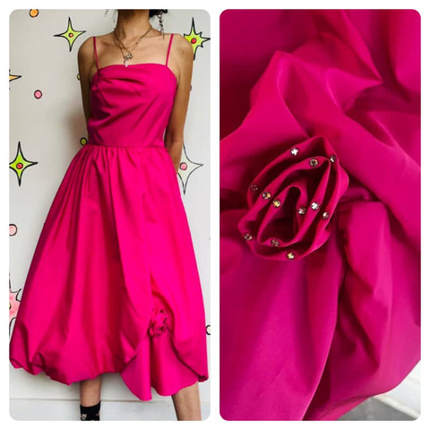 Vintage 80s | Pink Fit and Flare Bubble Hem Poofy Prom Party Dress | Size S