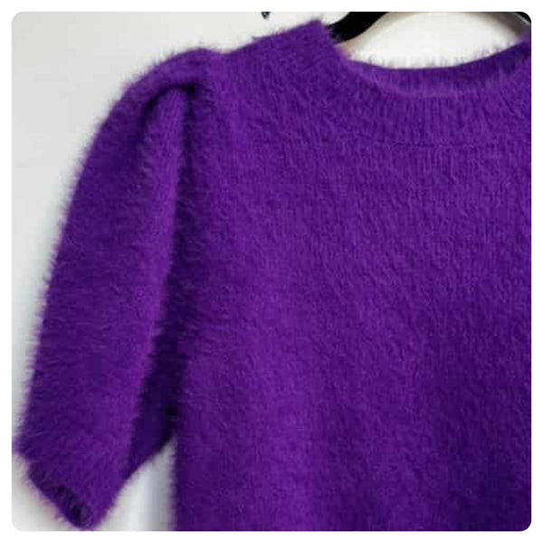 Vintage Purple Fuzzy Crop Top - 90s Grunge Emo Whimsy Goth - Soft & Edgy - Small