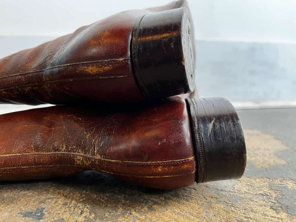 Antique 1900s Edwardian Victorian Brown Leather Lace-Up Boots – Modern 7.5–8
