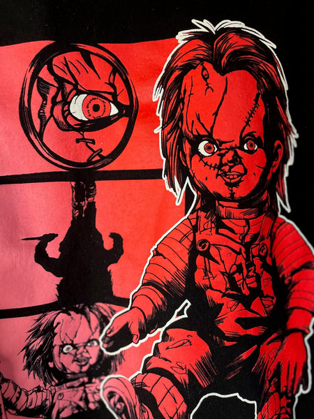 Vintage Y2K Black Mall Goth Chucky Horror Pullover Hoodie – Goth Streetwear – M