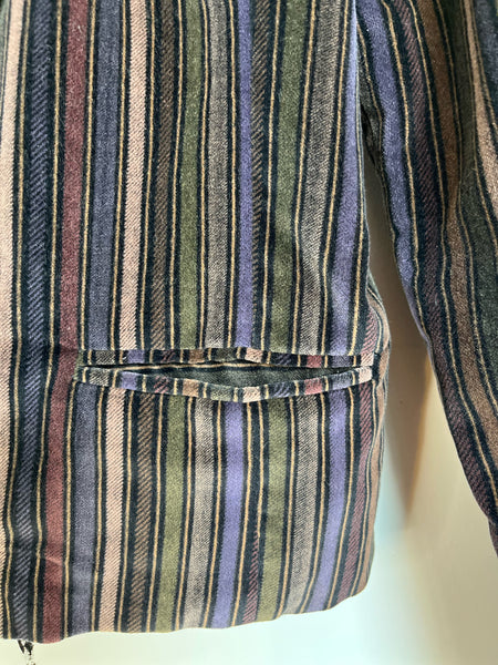 Y2K Velvet Striped Fitted Blazer Whimsy Goth Boho Fairy Grunge Vintage S/M